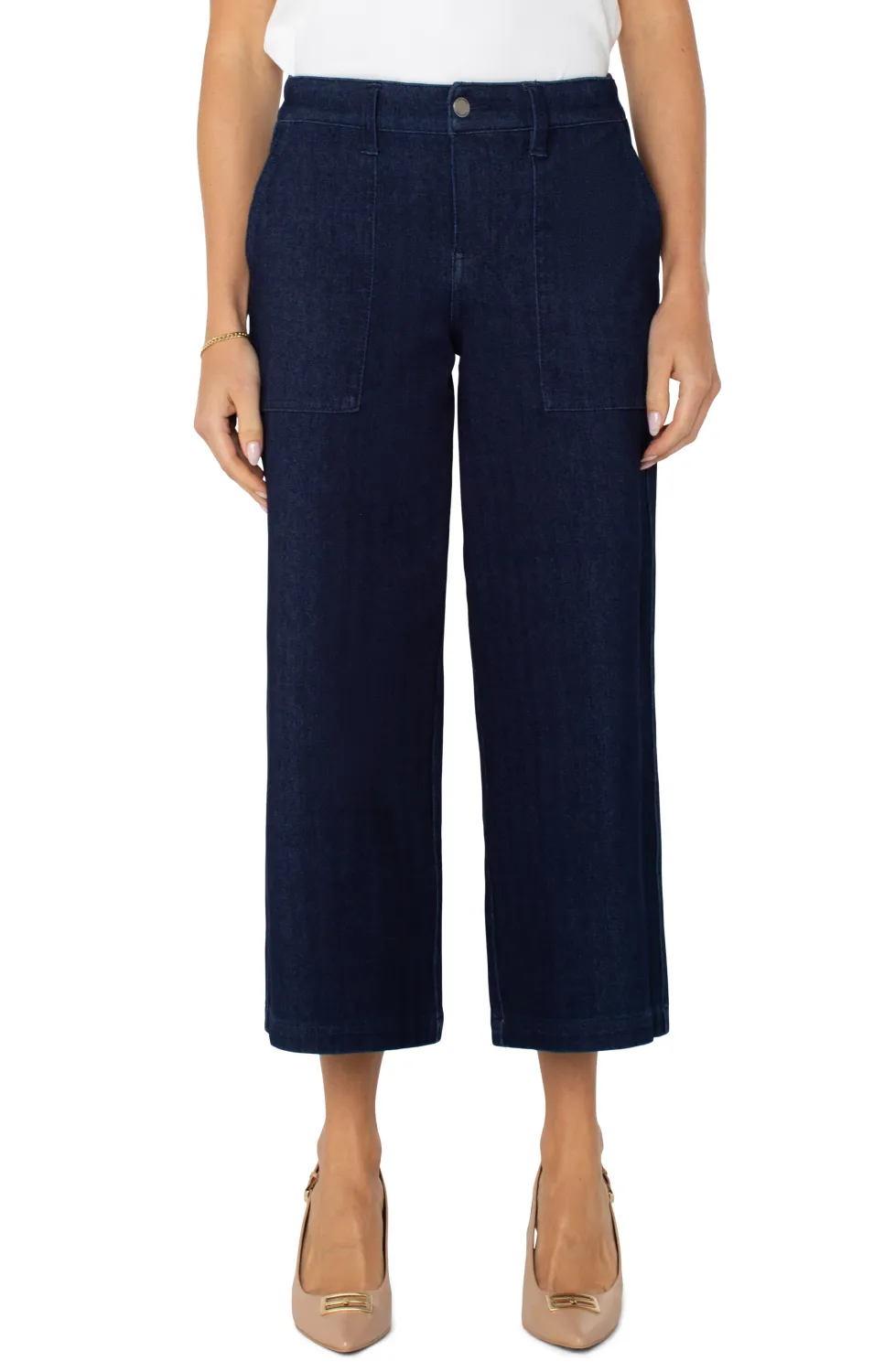 Liverpool Wide Leg Cargo Indigo Rise