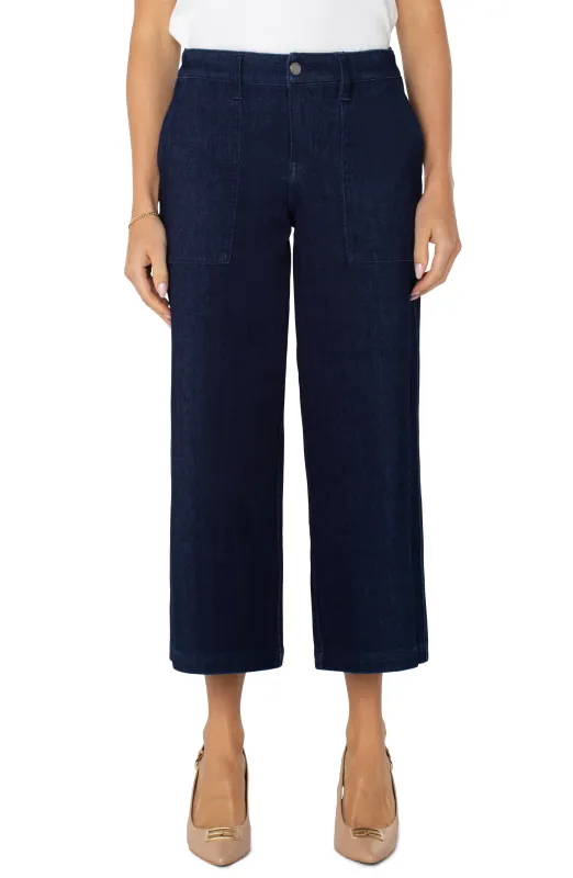 Liverpool Wide Leg Cargo Indigo Rise