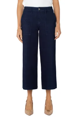 Liverpool Wide Leg Cargo Indigo Rise