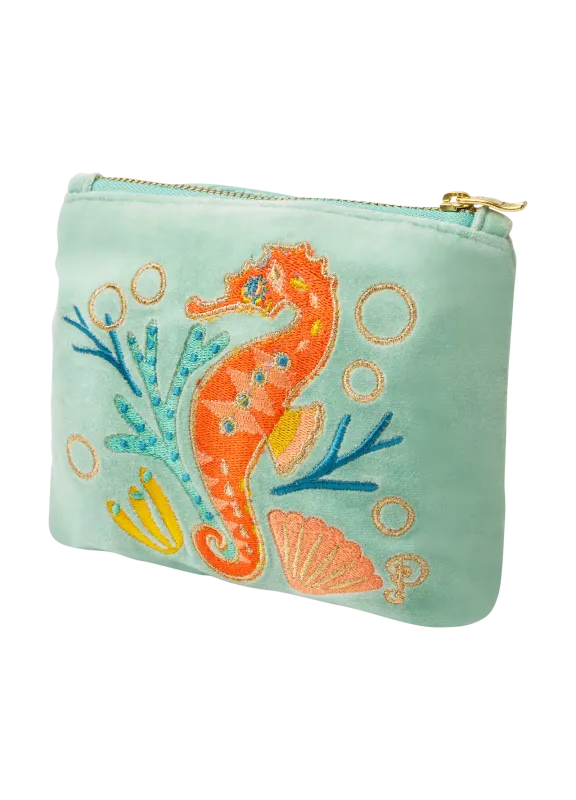Powder Mini Pouch Sparkling Seahorse Aqua