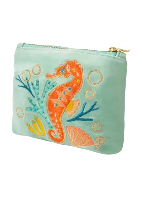 Powder Mini Pouch Sparkling Seahorse Aqua