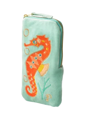 Powder Sunglass Pouch Sparkling Seahorse Aqua