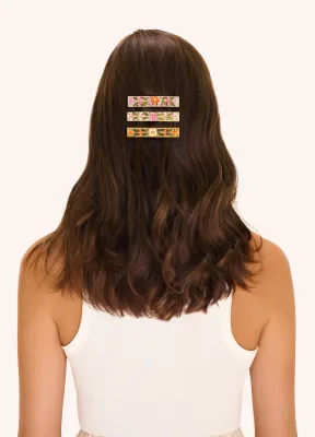 Powder Embroidered Barette Mustard Floral Vine