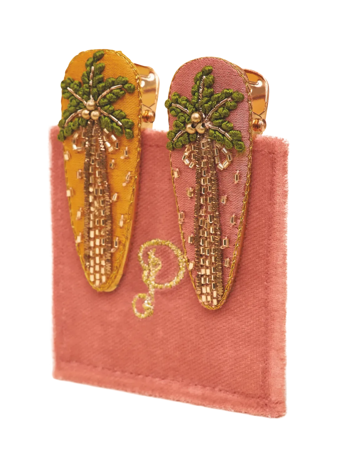 Powder Palm Trees Jewelled Hair Clip