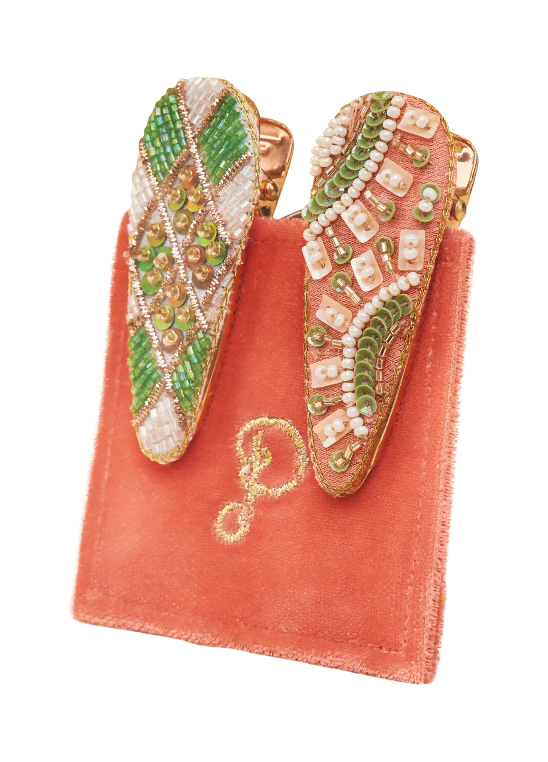 Powder Sunny and Check Jewelled Hair Clips