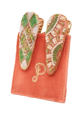 Powder Sunny and Check Jewelled Hair Clips
