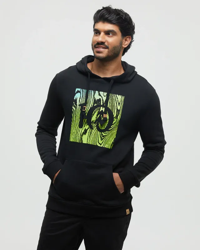 Ten Tree M Restoration Woodblock Hoodie Meteorite Black Lime Green