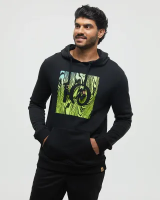 Ten Tree M Restoration Woodblock Hoodie Meteorite Black Lime Green