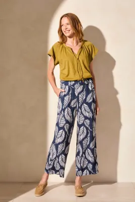 Tribal Jet Blue Patterned Pull On Ankle Pant