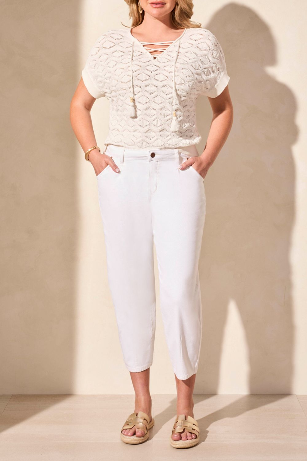 Tribal Audrey Girlfriend Barrel Jeans Coconut Milk