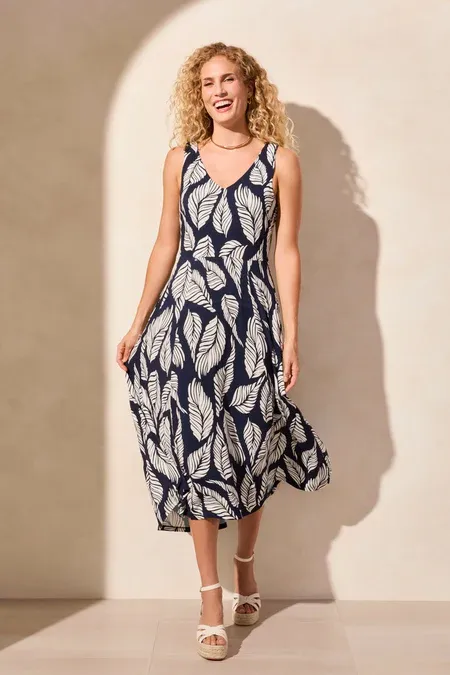 Tribal Indigo Patterned High Low Dress