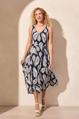 Tribal Indigo Patterned High Low Dress