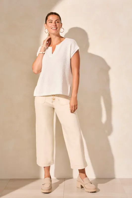 Tribal Slit VNeck Extended Shoulder Sweater