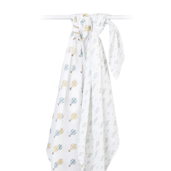 Lulujo 2Pack Cotton Muslin Blankets Hot Air Balloons