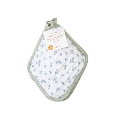 Lulujo 3Pack Wash Cloths Greenery, White & Blueberries