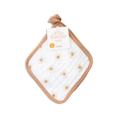 Lulujo 3Pack Wash Cloths Rainbow, White & Suns