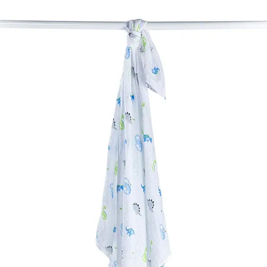 Lulujo Classic Muslin Swaddle Blanket Prehistoric Pal