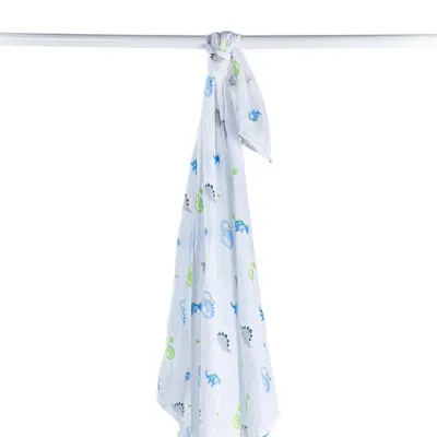 Lulujo Classic Muslin Swaddle Blanket Prehistoric Pal