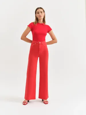 Daze Far Out High Rise Wide Leg Cherry