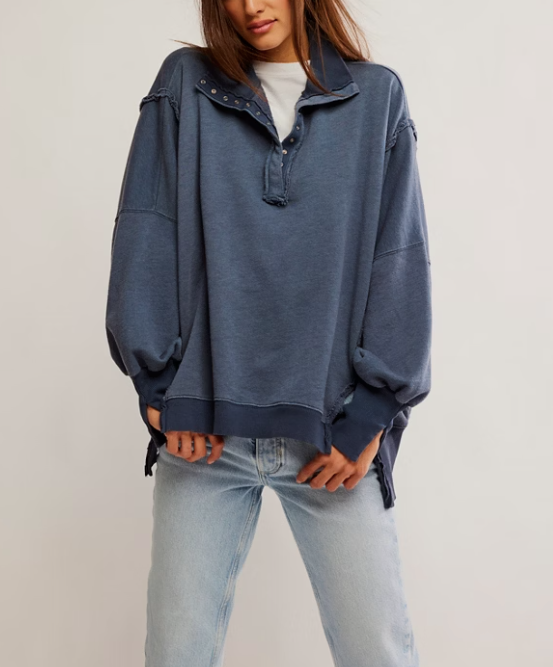 Free People Camden Henley Navy