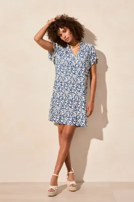 Tribal Blue Leaf Dress