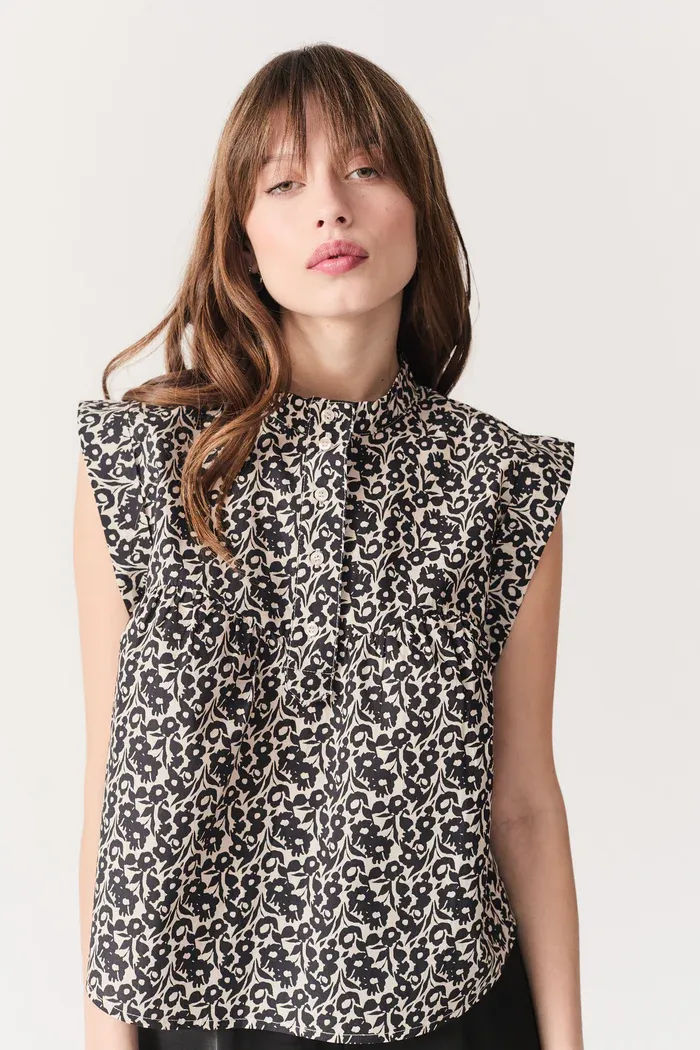 Deluc Fogo Black Flower Top