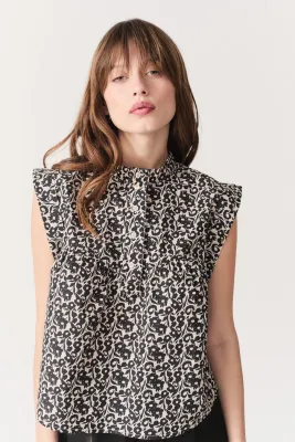 Deluc Fogo Black Flower Top