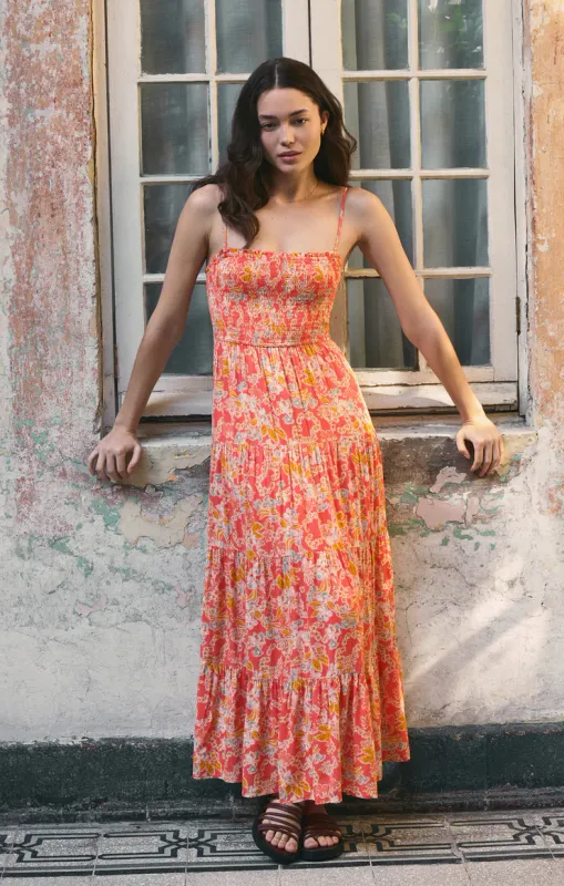 Z Supply Balos Jardin Floral Midi Dress Persimmon