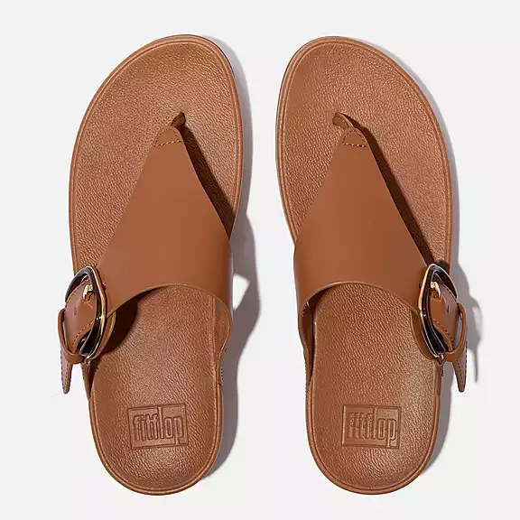 FitFlop Lulu Resin Buckle Leather Toe Post Sandal