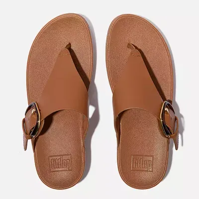 FitFlop Lulu Resin Buckle Leather Toe Post Sandal