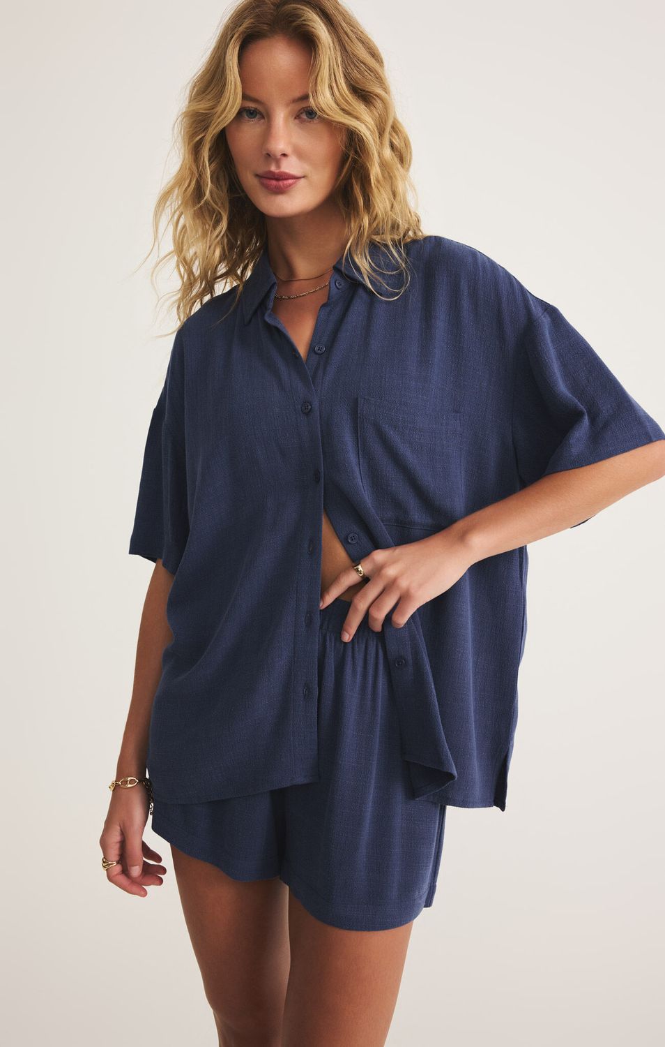 Z Supply Tinsley Button Up Shirt Yacht Blue
