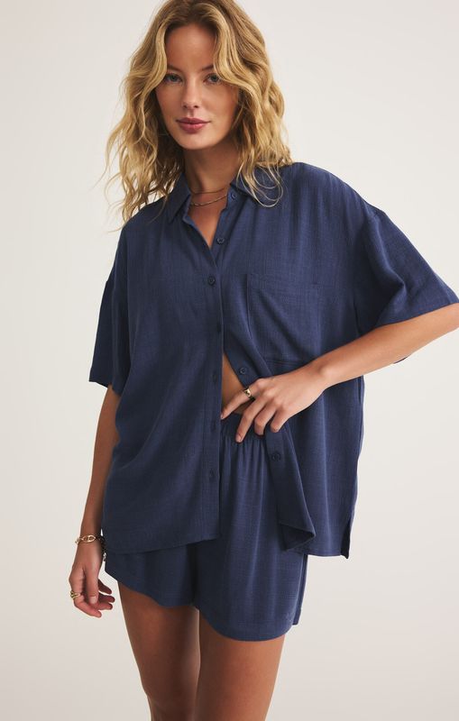 Z Supply Tinsley Button Up Shirt Yacht Blue