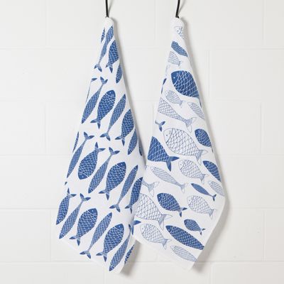 Danica Floursack Print Royal Dishtowel