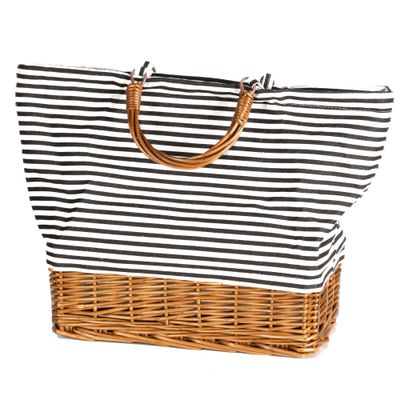 Bacon Basketware Willow and Striped Cooler Bag