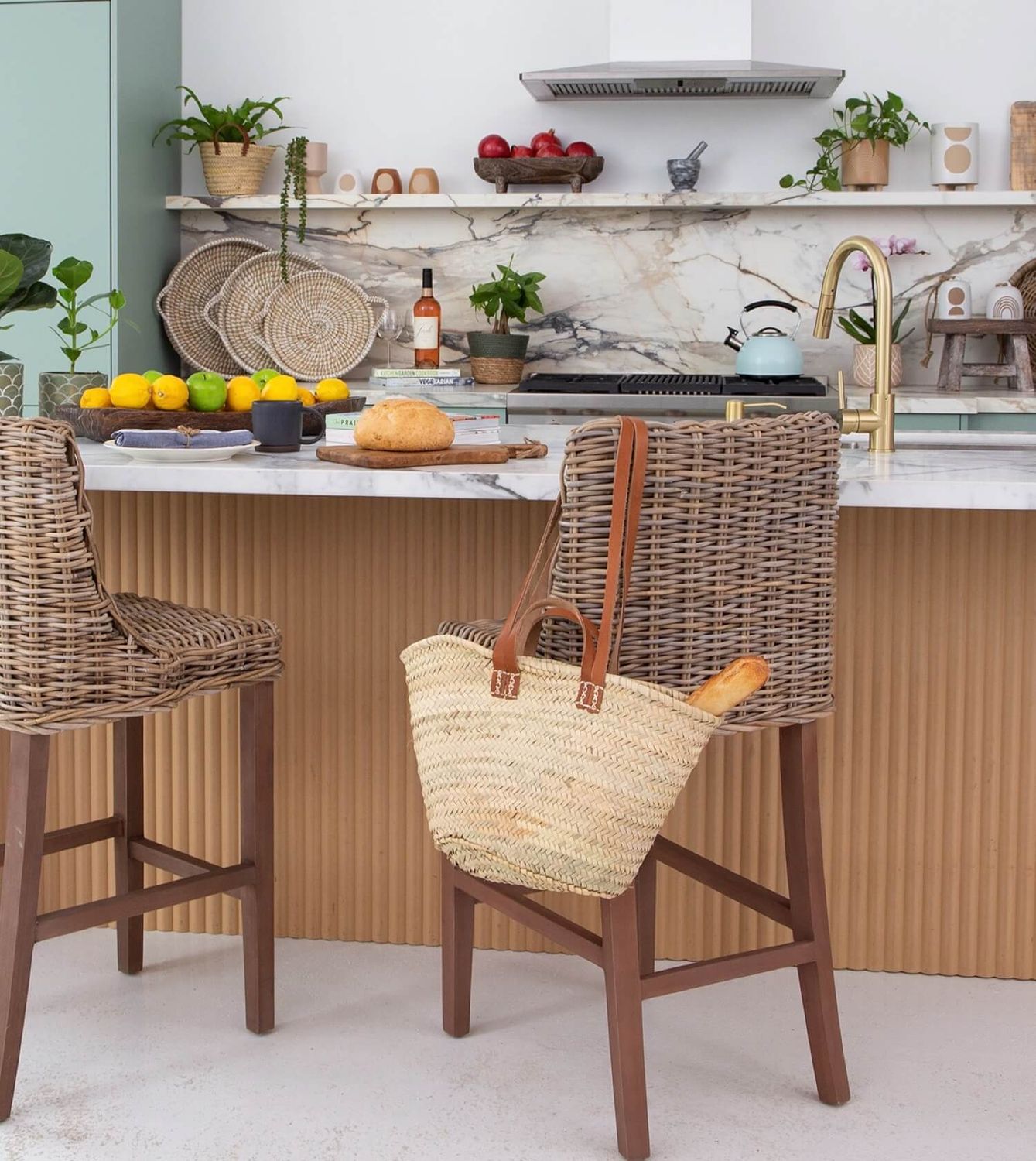Bacon Basketware Market Bag with Handles and Shoulder Straps