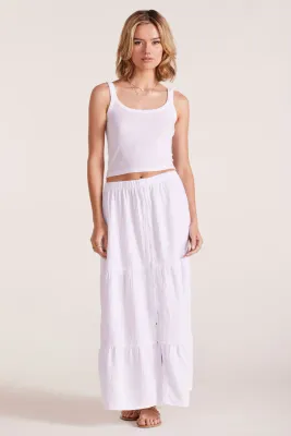 bobi Gauze Tiered Button Front Maxi Skirt