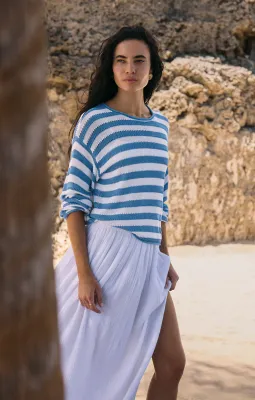 Z Supply Prado Stripe Sweater Baby Blue