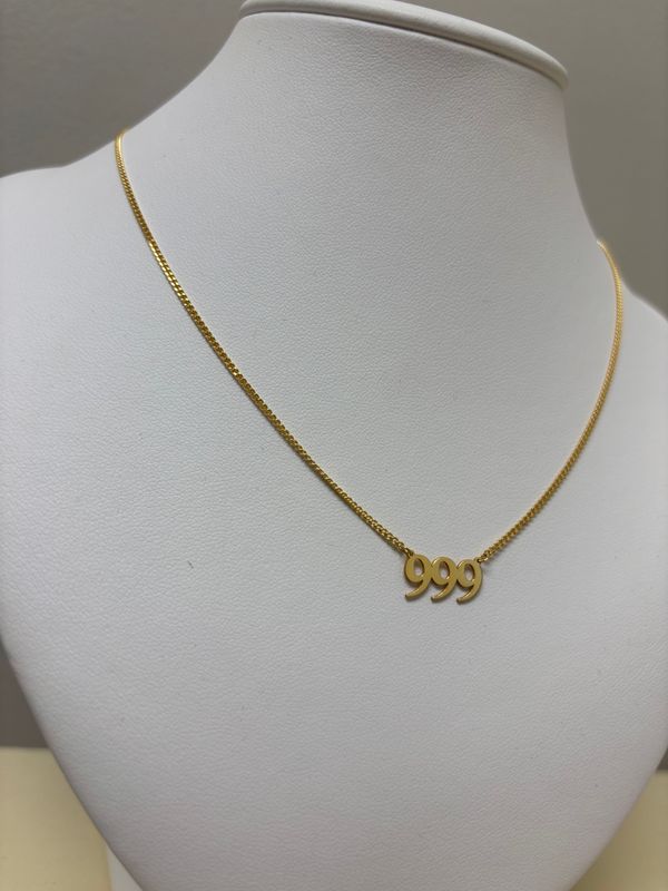 House of Moda 999 Angel Number Necklace Gold