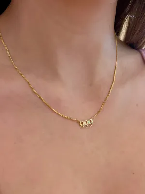 House of Moda 999 Angel Number Necklace Gold