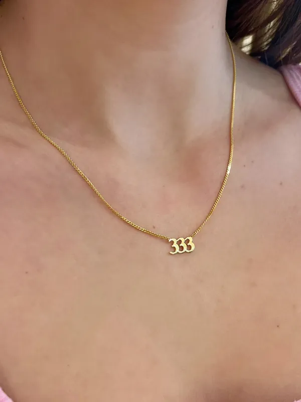 House of Moda 333 Angel Number Necklace Gold