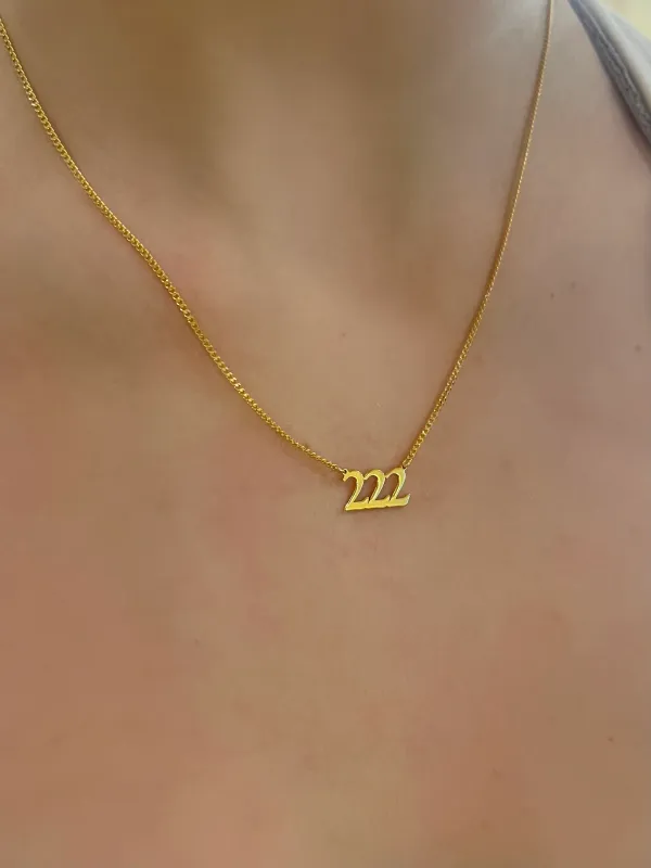 House of Moda 222 Angel Number Necklace Gold