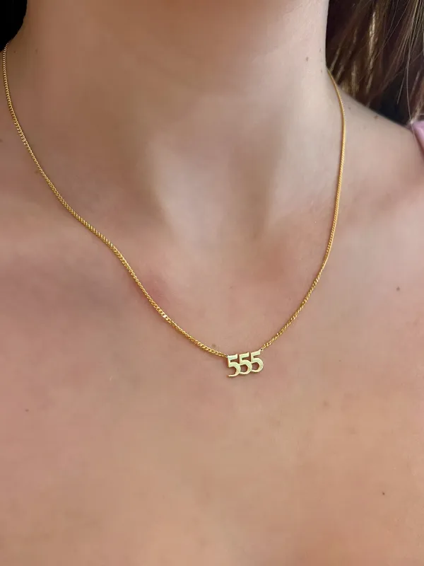 House of Moda 555 Angel Number Necklace Gold