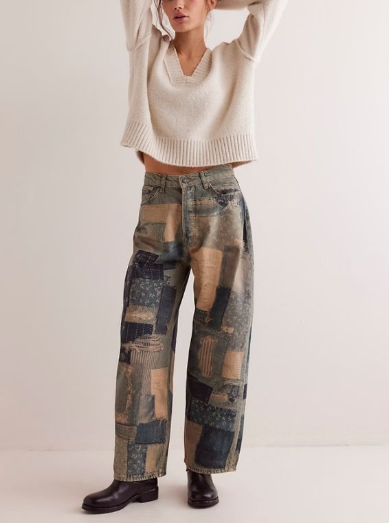 Free People Illusions Relaxed Fit Indigo Combo