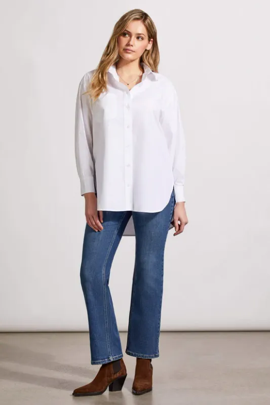 Tribal Loose Fit White Button Down
