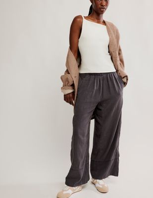 Free People Days End Linen Pull On Pant