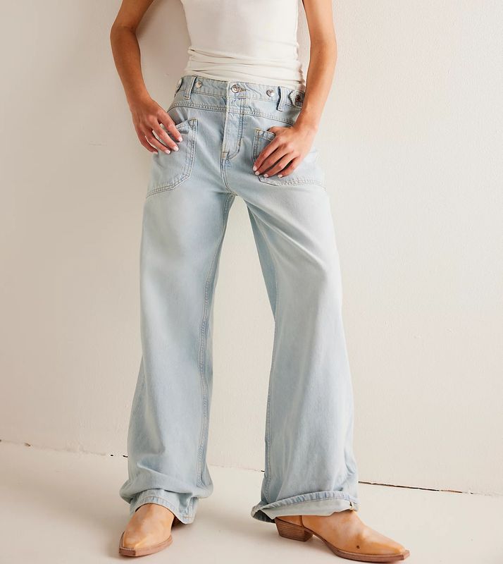 Free People Palmer Cuffed Jean Daydream Blue