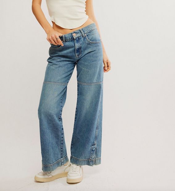 Free People Benji Relaxed Wide Leg Salt of the Earth