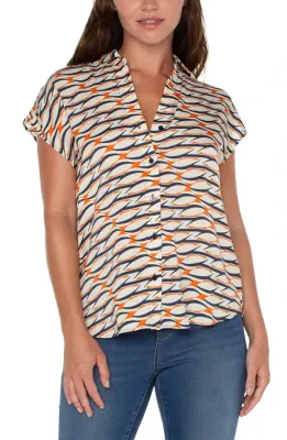 Liverpool Dolman Sleeve Blouse Lava Geo 