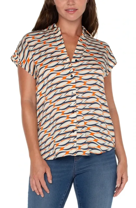 Liverpool Dolman Sleeve Blouse Lava Geo 