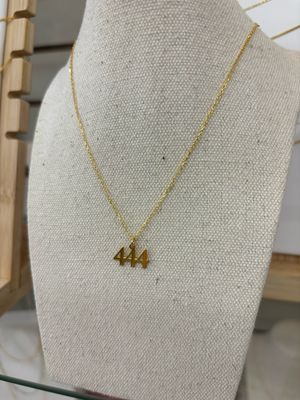 House of Moda 444 Angel Number Necklace Gold Charm House of Moda 444 Angel Number Necklace Gold Charm